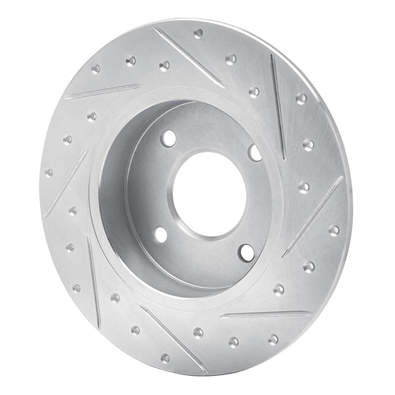 Nissan Sentra Brake Rotor (1) - Rear Left - R1 Concepts - Drilled & Slotted - Silver - `04-`06